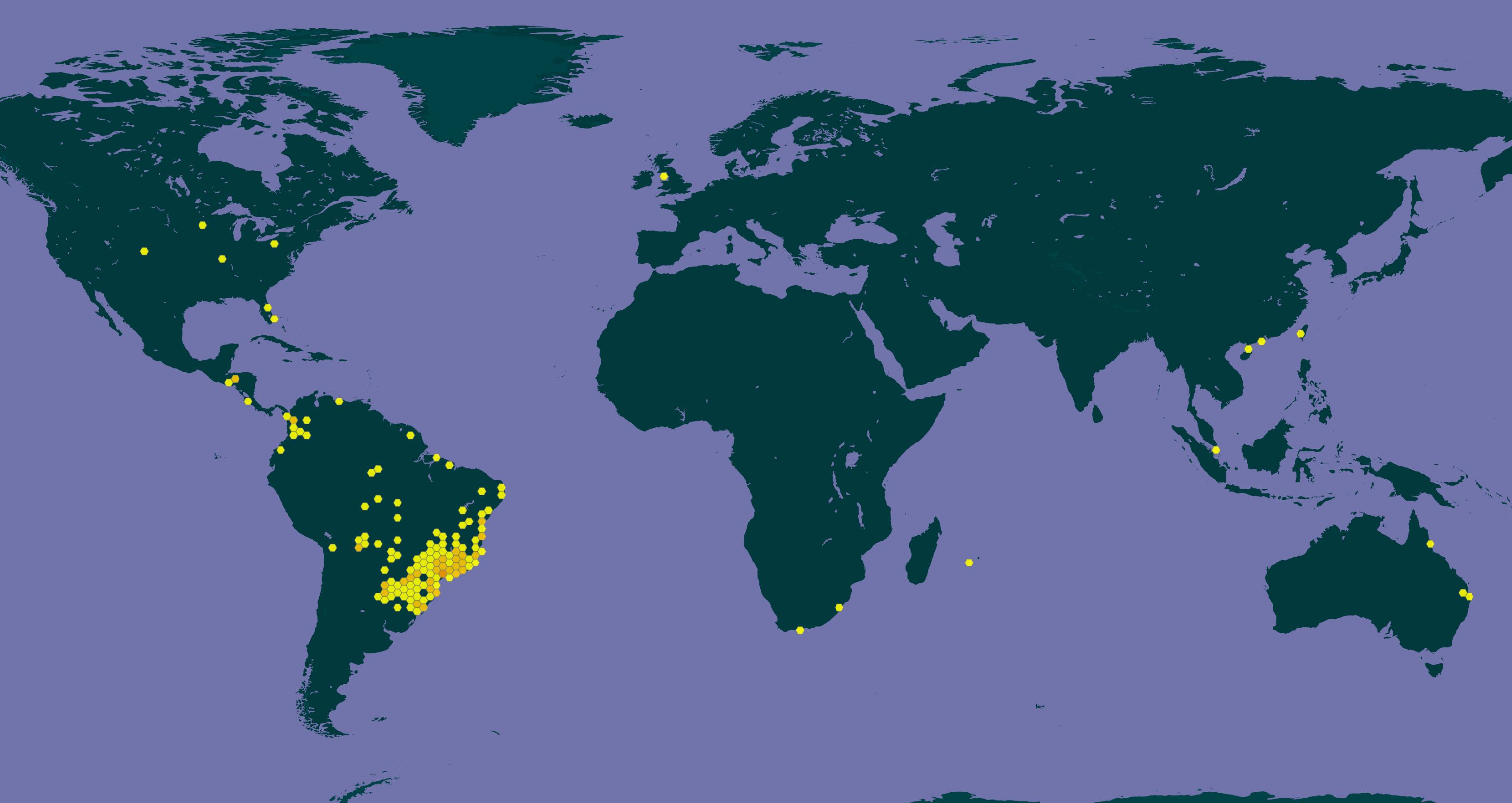 Distribución mundial de la jabuticaba